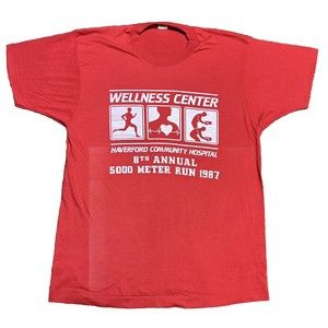 Vintage 1980s 5000 Meter Run Race T Shirt Mens Large Running 1987 Wellness Tee